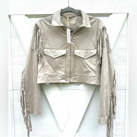 Blank NYC Jackets & Blazers - Blank NYC Faux Suede Fringe Crop Jacket
